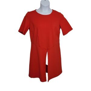 NEW ELOQUII cherry red tunic top split peplum short sleeve 14‎